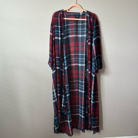 Torrid Plaid Maxi Hi Low Kimono size 3/4 - Picture 5 of 5